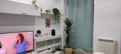 Una televisión o centro de entretenimiento en Industrial style duplex apartment