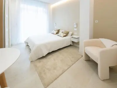 Cama o camas de una habitación en Estudio en el Madrid castizo