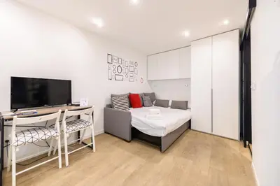 Una televisión o centro de entretenimiento en TES314E Acogedor Estudio en Centro de Madrid - Alquiler temporal