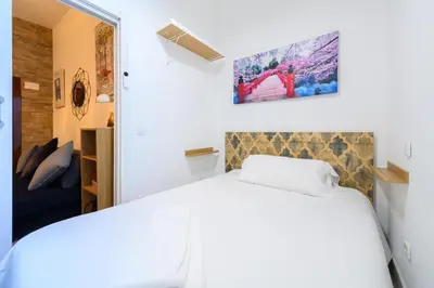 Cama o camas de una habitación en SEL60I Piso con terraza y 1 dormitorio en Madrid - Alquiler temporal