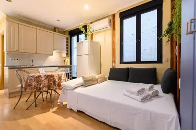 Cama o camas de una habitación en VAL81A Amplio estudio en el centro de Madrid - Alquiler temporal