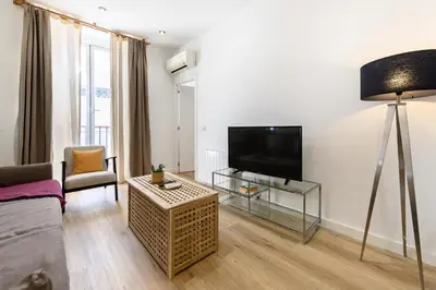 Una televisión o centro de entretenimiento en DLM73 - Piso de 2 dormitorios en el Centro de Madrid, Sol - Temporal