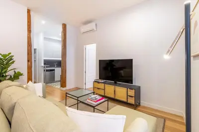 Una televisión o centro de entretenimiento en Charming Apartment in the Heart of Las Letras