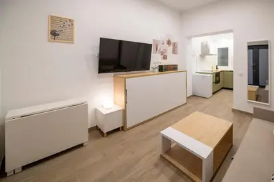 Una televisión o centro de entretenimiento en Cozy studio in Chamberí