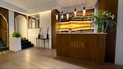 El vestíbulo o zona de recepción de Tribu Malasaña