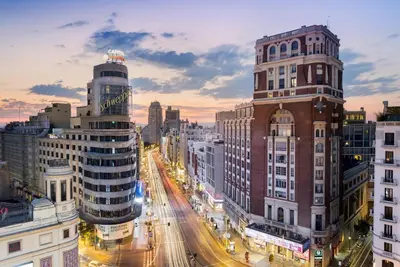 Vista general de Madrid o vista desde el hostal o pensión