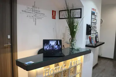 Una televisión o centro de entretenimiento en Hostal Abril Madrid