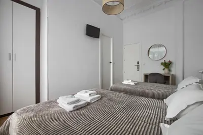 Cama o camas de una habitación en Hostal Besaya