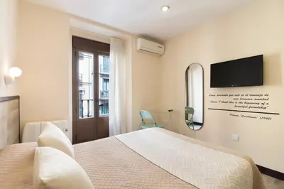 Una televisión o centro de entretenimiento en Hostal Art Madrid