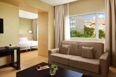 Cama o camas de una habitación en NH Madrid Ribera del Manzanares