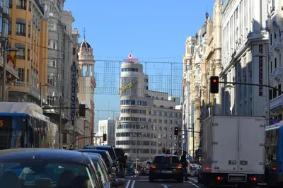 Vista general de Madrid o vista desde el hostal o pensión