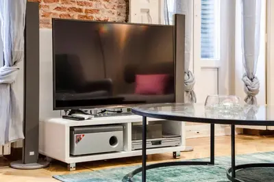 Una televisión o centro de entretenimiento en Refurbished spacious 2BD 2BTH - Malasaña