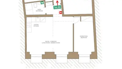 Plano de Cozy with Balconies - 1Bedroom 1Bathroom - Sol