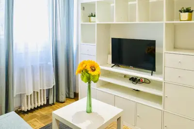 Una televisión o centro de entretenimiento en Gran Via MidStay