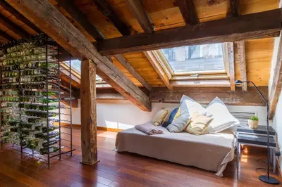 Zona de estar de Apartamento rústico de lujo