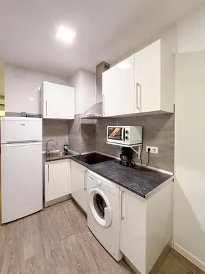 Una cocina o zona de cocina en Comodo y agradable estudio en Madrid centro A5