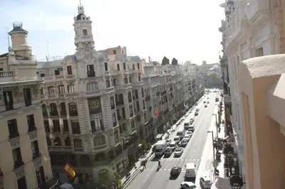 Vista general de Madrid o vista desde el hostal o pensión