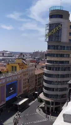 Vista general de Madrid o vista desde el hostal o pensión