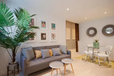 Zona de estar de Loft de lujo a pasos del prado
