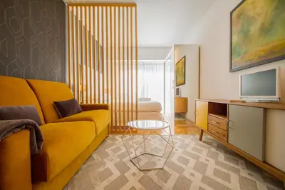 Zona de estar de Puerta de Atocha - Acogedor estudio para 4 con piscina