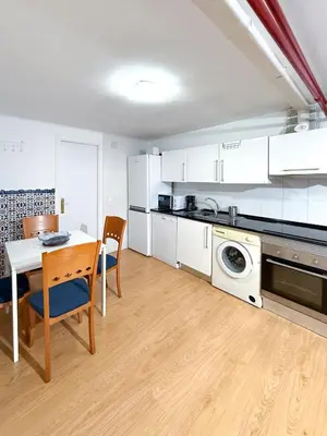 Una cocina o zona de cocina en Apartamento sotano en Gran Via Madrid