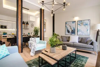 Zona de estar de Brand New Amazing 3BD 2BD Gran Vía-Malasaña