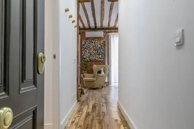 Zona de estar de Bonito apartamento en típica corrala en el centro de Madrid