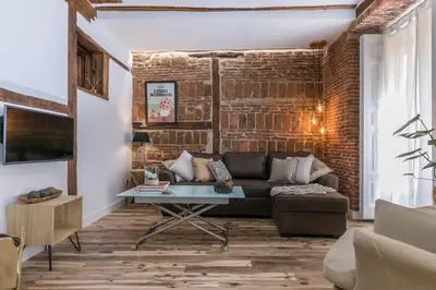 Zona de estar de Bonito apartamento en típica corrala en el centro de Madrid