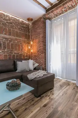 Zona de estar de Bonito apartamento en típica corrala en el centro de Madrid