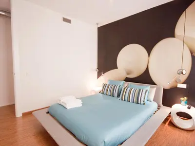 Cama o camas de una habitación en Gran apartamento de diseño @plazasanmiguel *lujo*