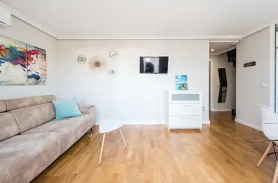 Una televisión o centro de entretenimiento en Apartments Madrid Principe 2
