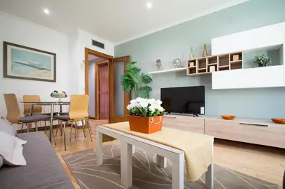 Una televisión o centro de entretenimiento en Apartamentos Adelfas