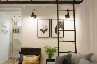 Zona de estar de Moderno y reformado apartamento al lado del Museo