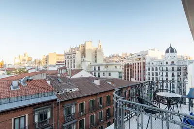 Vista general de Madrid o vista desde el hostal o pensión
