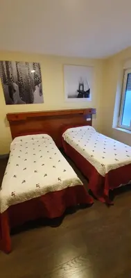 Cama o camas de una habitación en Hostal Moncloa