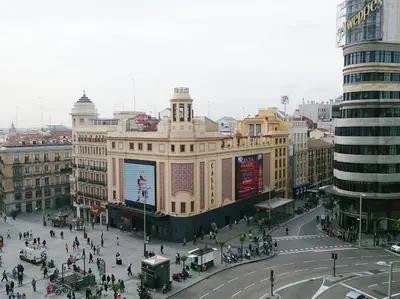Vista general de Madrid o vista desde el hostal o pensión