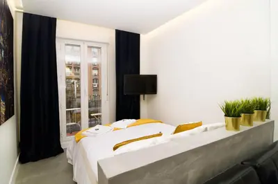 Cama o camas de una habitación en Modern Studio in Embajadores Street by Batuecas