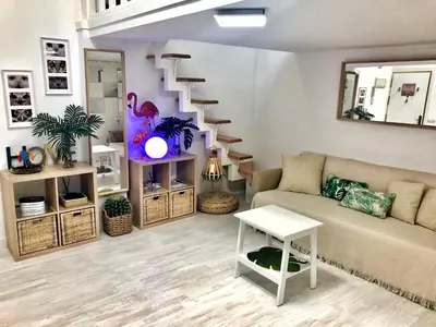 Zona de estar de Los Flamencos, Malasaña Loft Madrid 45mq
