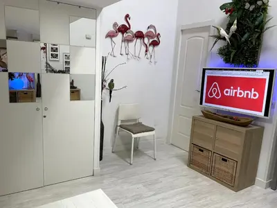 Una televisión o centro de entretenimiento en Los Flamencos, Malasaña Loft Madrid 45mq