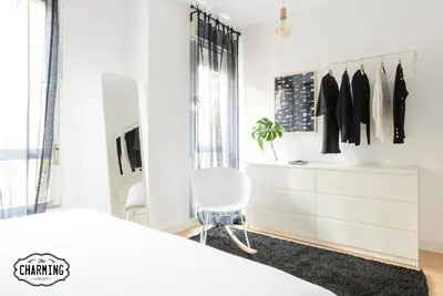 Cama o camas de una habitación en Puerta de Toledo - Alojamiento para 4 personas