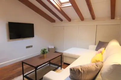 Una televisión o centro de entretenimiento en CHUECA Apartamentos Noxi