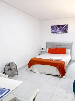 Cama o camas de una habitación en Estudio en plaza callao Madrid