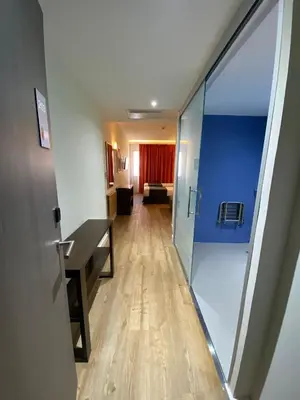 Una televisión o centro de entretenimiento en Apartamentos Recoletos