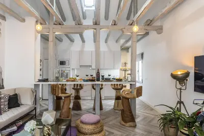 Una cocina o zona de cocina en Waou SKY OF MADRID es MIA - Corta Duración