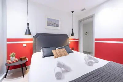 Cama o camas de una habitación en Sophisticated brand new flat in historic district