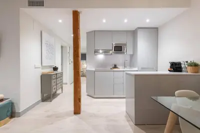 Una cocina o zona de cocina en Sophisticated brand new flat in historic district