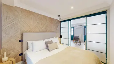 Cama o camas de una habitación en Sol y El Madroño