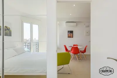 Cama o camas de una habitación en Gran Vía Callao - Stunning views in the heart of Madrid