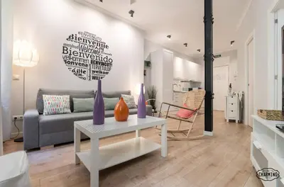 Zona de estar de Madrid Río - Apartamento de 1 dormitorio