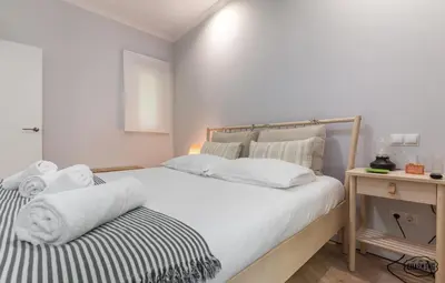 Cama o camas de una habitación en Madrid Río - Apartamento de 1 dormitorio
